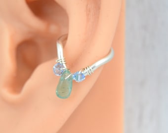 Healing Crystal V Silver Conch Earring - Conch Jewelry - 14g 16g 18g Conch Hoop - Conch Ring - Earring Hoop - Seamless Ring - Endless Hoop