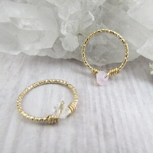 Diamond Cut Stone Seamless Ring - 14k Yellow Gold Fill - 20g Nose Ring - Septum Tragus Helix Rook Conch Eyebrow Lip Earring - Belly Ring