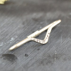 Textured V Silver Industrial Piercing, Argentium Seamless Industrial Bar, Simple Industrial Piercing, Double Ear Bar, Pierced Ear Bar