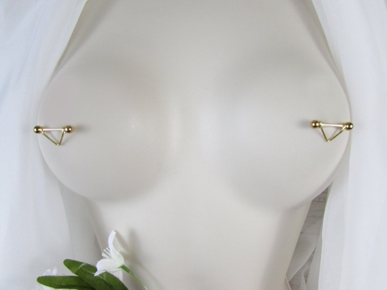 14g Gold Minimalist Textured V Nipple Shield 12mm 14mm 16mm 19mm 22mm Barbell 316L Stainless Steel Nipple Ring Nipple Ring Barbell