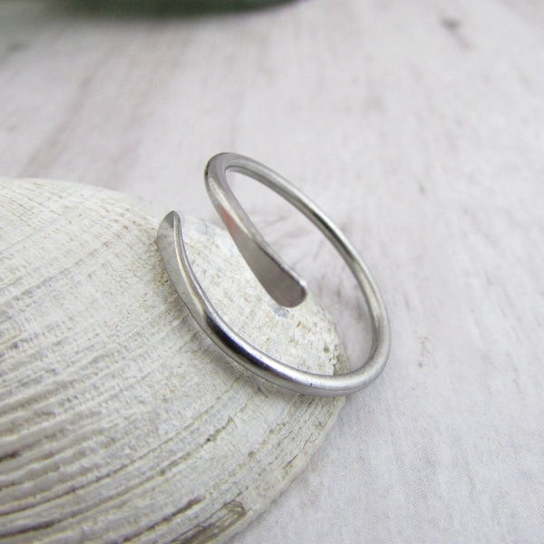 Gewickelter Edelstahl Ring - Verstellbarer Ring - Stapelbarer Ring - Silber Ring - Ringe für Frauen - Midi Ring - Midi Ring - Ring für Männer