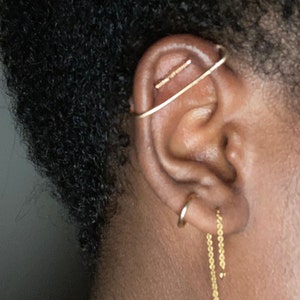 Solid Yellow Gold Seamless Industrial Bar - 14g 16g 18g 20g Industrial Piercing -26/28/30/32/34/36/38/40/42 Double Ear Barbell - Ear Bar
