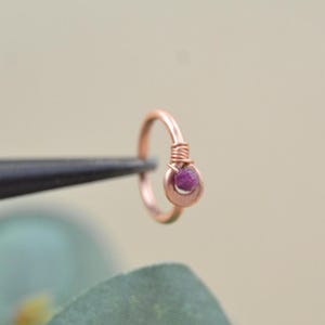Grecian Gemstone Non Dangle Cartilage Earring, Cartilage Hoop, Cartilage Piercing, Cartilage Ring, Endless Hoop Earring, Seamless Ring