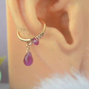 Grecian Ruby Dangle Conch Jewelry, Conch Earring, Conch Hoop, Conch Piercing, Cartilage Earring, Cartilage Hoop, Cartilage Ring