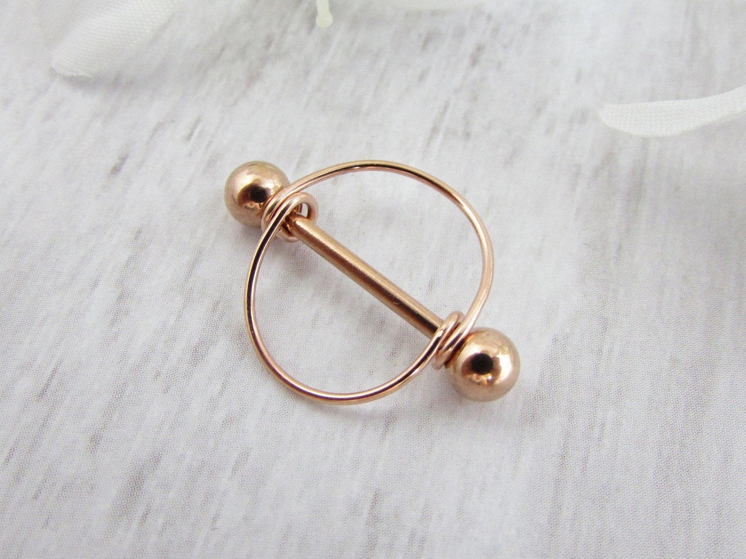 Simple Round Frame Nipple Ring - Rose Gold 316L Stainless Steel Nipple