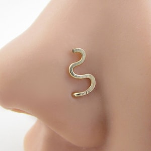 Minimalist Snake Nose Stud - 18g 20g 22g Nose Ring - Gold Fill, Silver, 316L Stainless Steel, Titanium - Wire Wrap Stud - Nose Jewelry