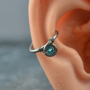 Crystal Loop Niobium Conch Jewelry, Conch Earring, Conch Hoop, Conch Piercing, Cartilage Earring, Cartilage Hoop, Non Dangle Cartilage Ring