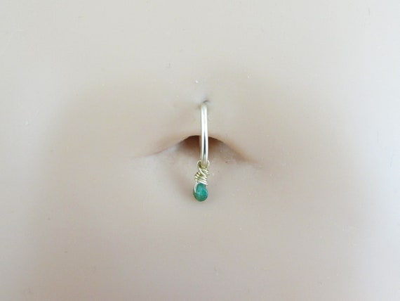 Green Reverse 4 Opal Stone Belly Ring Pierced Navel Naval