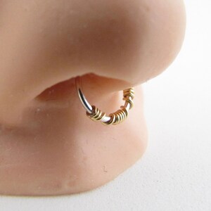 Silver Wrapped Septum Ring - Silver Nose Ring - 14g 16g 18g Endless Hoop - Nose Hoop - Sterling Silver Seamless Ring - Argentium Silver