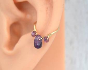 Healing Crystal V Gold Fill Conch Earring - Conch Jewelry - 14g 16g 18g Conch Hoop - Conch Ring - Earring Hoop - Seamless Ring - Ear Hoop