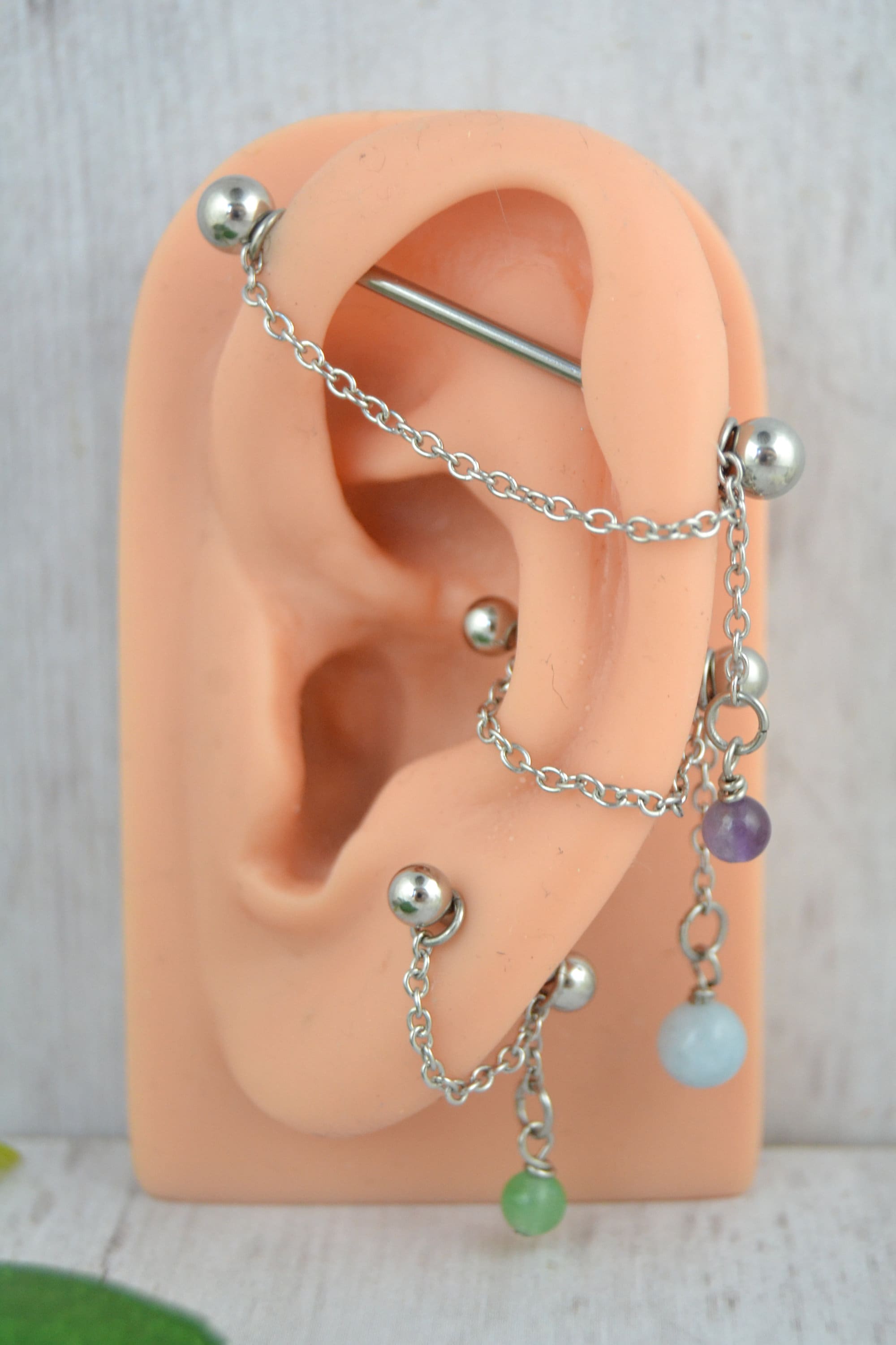 【限定セール！】 Dainty Steel Stainless 316L - Barbell Industrial Stone Chain ジャケット・アウター