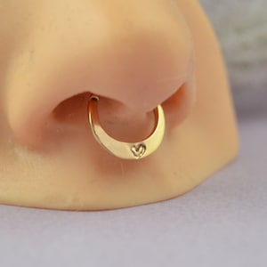 Anel de septo sem costura Love - preenchimento de ouro amarelo, preenchimento de ouro rosa, argola de septo sem fim - 14g, 16g, septo sem fim - joia para piercing de nariz - presente 1 peça