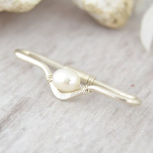 Silver Pearl V Seamless Industrial Bar - Argentium Silver Industrial Piercing - 20g 18g 16g 14g Industrial Barbell - Double Ear Piercing