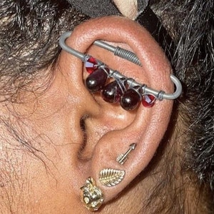 Barra industrial sem costura de titânio com cristal de cura - Barra industrial - 20g 18g 16g 14g Piercing industrial - Piercing duplo - Barra de orelha