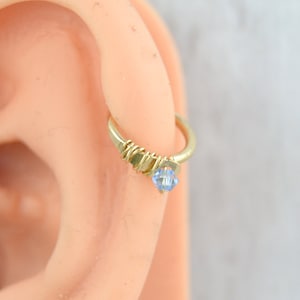 Brinco Helix de Cristal - Joias Helix - Argola Helix de 14g e 16g - Hélice para Frente - Anel de Cartilagem - Anel Sem Costura - Argola Sem Fim - Brinco Delicado