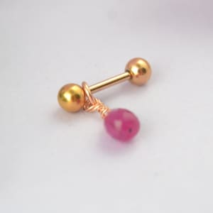 Hellene Rubin Ohrring, Knorpel Barbell, Edelstein Ohrring, Barbell aus Edelstahl 316L, Knorpel Piercing, 925 Sterling Silber