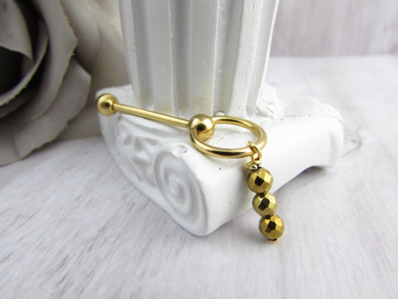 Vertical Hood Gold Vch Jewelry Hematite Dangle Doorknocker, Gold