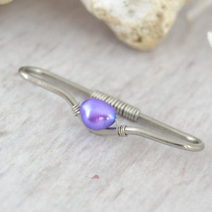 Barre industrielle sans couture Pearl V en acier inoxydable 316L - Piercing industriel - Barres industrielles 20 g 18 g 16 g - Double piercing - Barre d'oreille