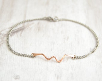 Rose Gold Mountain Silhouette Bracelet - Stainless Steel Layering Bracelet - Chain Ankle Bracelet - Gold Bracelet - Thin Chain Bracelet