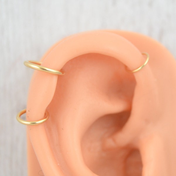 Gold Helix Earring - Helix Jewelry - 14g 16g 18g 20g Helix Hoop - Forward Helix Piercing - Cartilage Ring - Seamless Ring - Endless Hoop