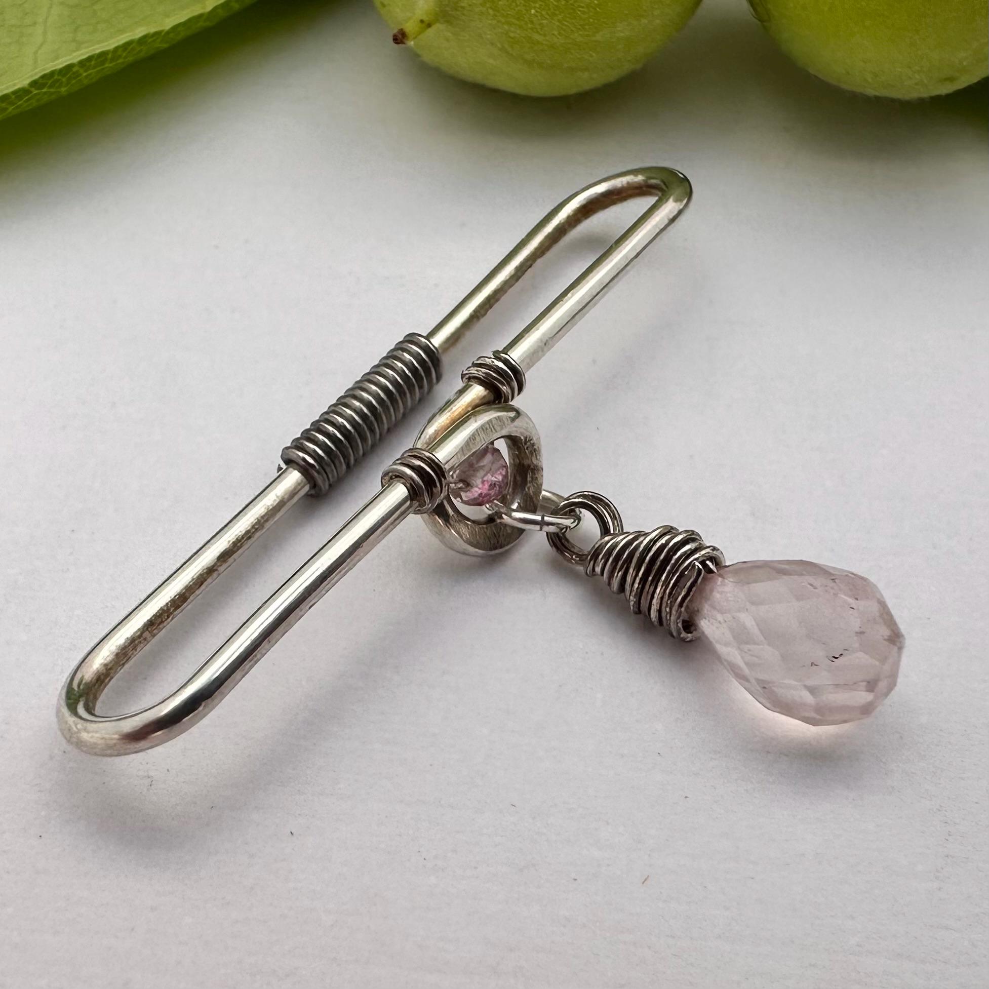 Orecchini argento donna con quarzo rosa