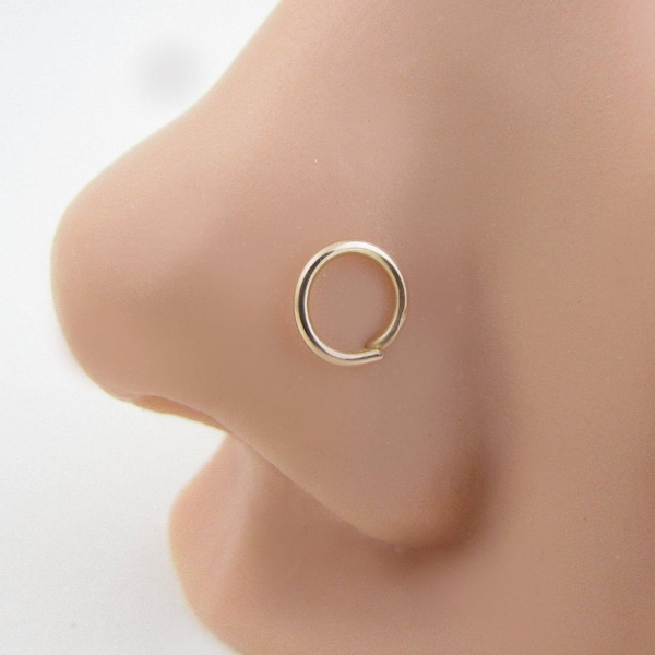 Minimalist Circle 6mm Head Nose Stud - 18g 20g 22g Nose Ring -Gold Fill, Silver, Steel, Titanium, Niobium - Left Screw, Right Screw, L-Shape