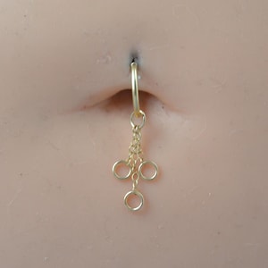 Gold Chain Belly Button Ring, Dangling Belly Ring, Belly Button Piercing, Navel Hoop, Petite Belly Ring, Dainty Belly Ring, Belly Piercing