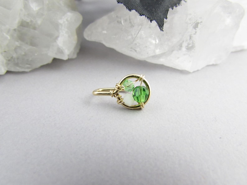 Body Jewelry Rose Petite Belly Piercing Green Gold Small Non Dangle Crystal Belly Ring 12k Gold Fill Silver Dainty Belly Button Ring