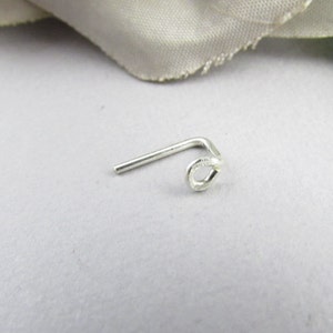 Small Silver Nose Stud - Sterling Silver - L Shape Nose Ring - Cartilage Stud Earring - Wire Wrap Stud - Nose Jewelry - Body Jewelry