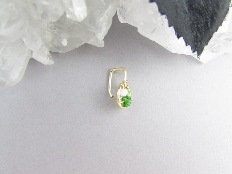 Body Jewelry Rose Petite Belly Piercing Green Gold Small Non Dangle Crystal Belly Ring 12k Gold Fill Silver Dainty Belly Button Ring