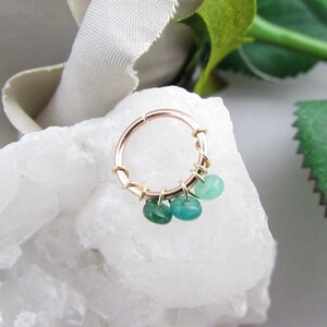 14k Gold Fill Emerald Seamless Ring - Rose Yellow Gold Nose Ring - 18g Septum Ring - Tragus Helix Daith Earring - Belly Ring - Seamless Hoop