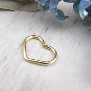 12k Yellow Gold Fill Heart Seamless Ring - 16g 18g 20g 22g 24g Nose Ring - Endless Hoop - Septum Tragus Helix Rook Conch Earring Belly Ring