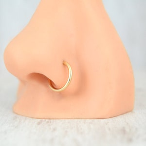 Złoty kolczyk do nosa - kółko do nosa z 14-karatowego złota, różowo-żółte - 16 g, 18 g, 20 g, 22 g Kolczyk do chrząstki - piercing do nosa - kółko bezszwowe - kółko bez końca