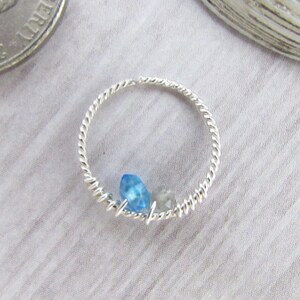 Stone Seamless Twist Ring - Silver, 14k Gold Fill, Rose - 16g 18g 20g Nose Ring - Septum Tragus Helix Rook Conch Earring - Belly Ring