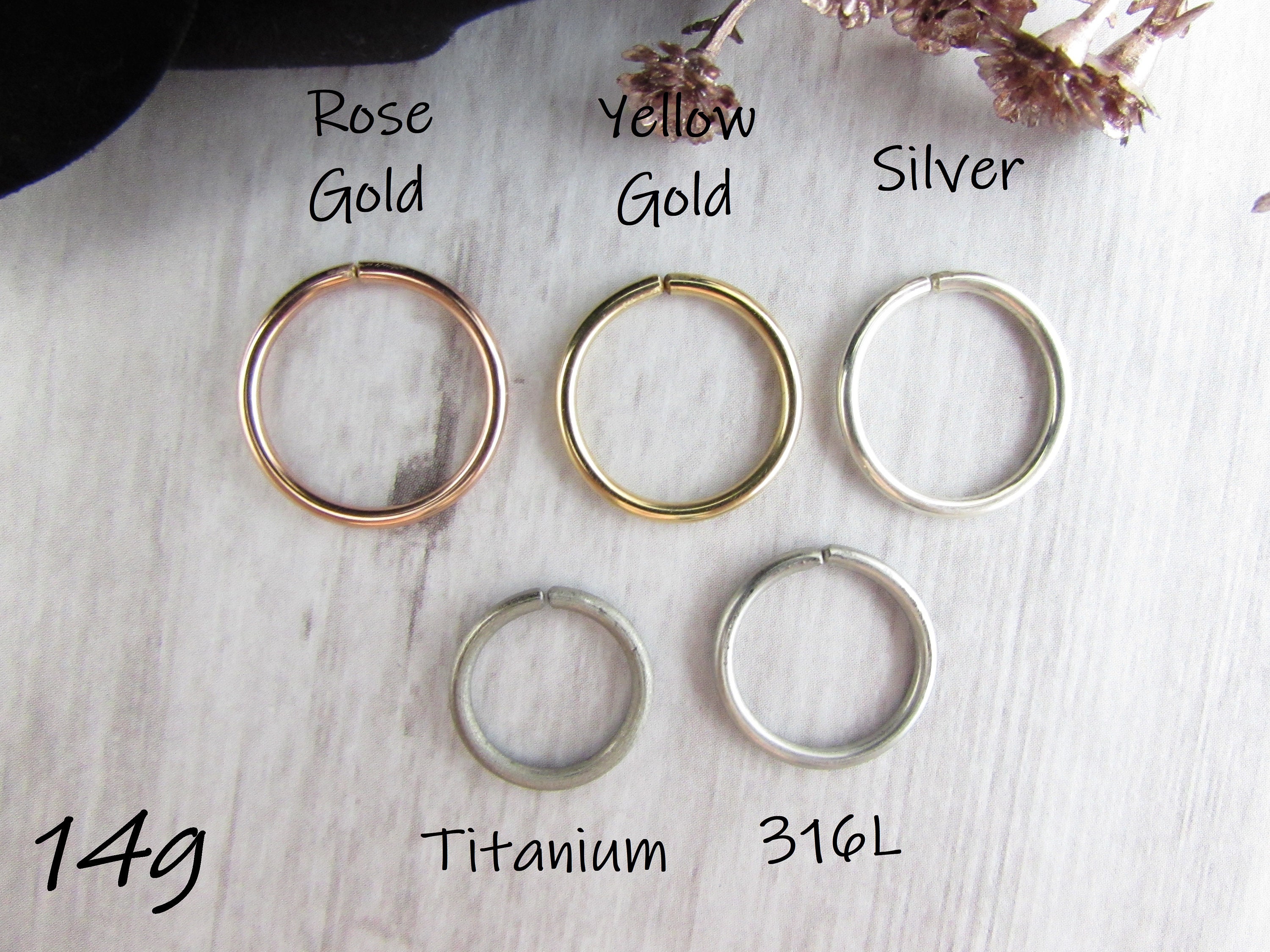 Vorm van het schip huurder Leggen 14g Seamless Ring 12mm 13mm 14mm 15mm 16mm Nose Ring - Etsy