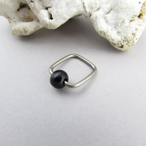 Wood Bead Square Niobium Septum Ring - Seamless Nose Ring - Nickel Free - 14g 16g 18g Endless Hoop - Helix Tragus Earring - Belly Ring