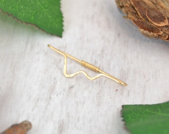 Textured Mountain Gold Seamless Industrial Bar - 14k Yellow Gold Fill Industrial Barbell - Industrial Piercing - Double Ear Bar Piercing