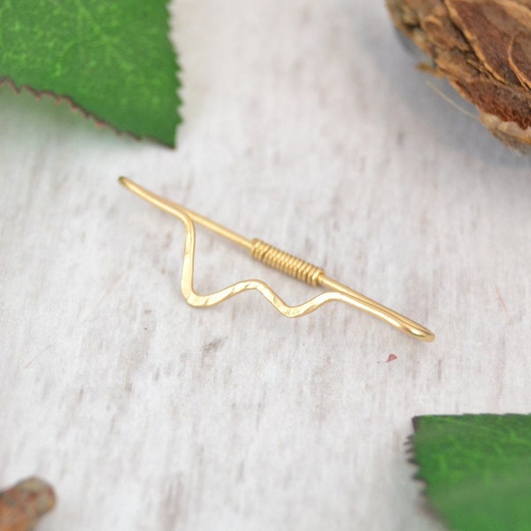 Gold Textured Mountain Seamless Industrial Bar - 14k Yellow Gold Fill Industrial Barbell - Industrial Piercing - Double Ear Bar