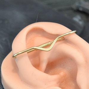 14k Gold Smooth V Industrial Piercing, Seamless Industrial Bar, Industrial Barbell, Double Industrial, Pierced Ear Bar, Double Ear Bar