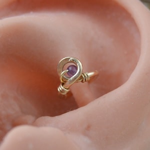 Greecian Hellene Amethyst Rook Earring, Gemstone Rook Hoop, Rook Piercing, Rook Ring, Cartilage Earring, Cartilage Hoop, Forward Helix