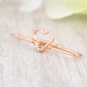 Rose Gold Heart Seamless Industrial Bar - 14k Rose Gold Fill Industrial Piercing- 20g 18g 16g Industrial Barbell - Cartilage Earring- Custom