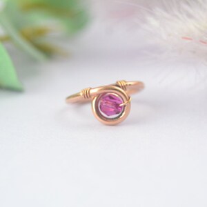 Crystal Loop Rose Gold Fill Cartilage Earring, Gemstone Cartilage Hoop, Cartilage Piercing, Cartilage Ring, Endless Earring, Seamless Ring