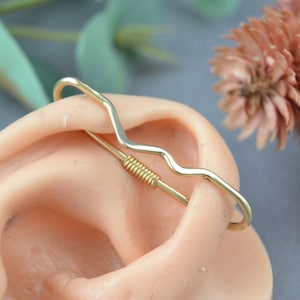 14k Gold Smooth Mountain Industrial Piercing, Seamless Industrial Bar, Industrial Barbell, Pierced Ear Bar, Cartilage Earring
