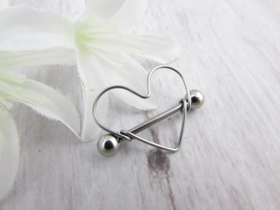 316L Surgical Steel Heart Nipple Shield Barbell 316L Surgical Steel Heart Nipple Shield Barbell