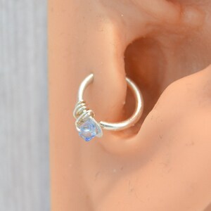 Crystal Tragus Earring - Rook Earring - Snug Earring - Tragus Jewelry - 14g 16g Tragus Hoop - Tragus Ring - Nature Jewelry - Seamless Ring