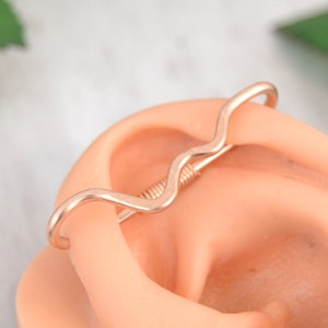 14k Rose Gold Textured Mountain Industrial Piercing, Seamless Industrial Bar, Industrial Barbell, Pierced Ear Bar, Cartilage Earring