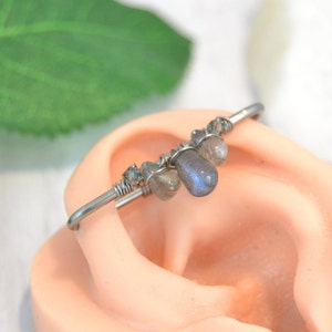 Healing Crystal Niobium Seamless Industrial Bar - Industrial Barbell - 20g 18g 16g 14g Industrial Piercing - Double Piercing - Ear  Bar