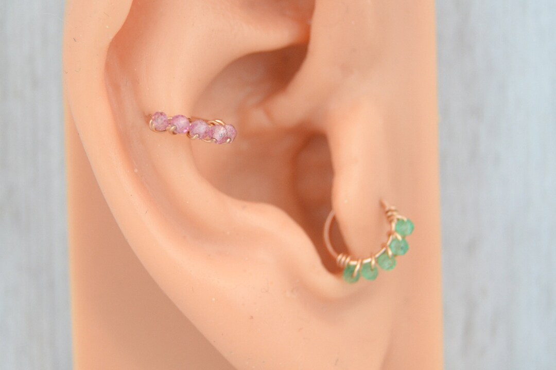 ピアス STONEHENgE Love Knot 14K Piercing Sparkly Stone Ear Cartilage Earring - 16g 18g 20g Earring Hoop