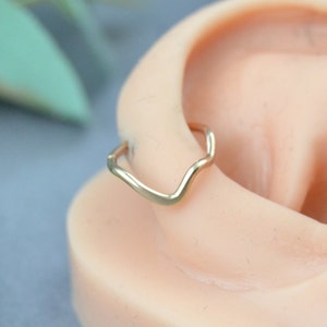 Gold Smooth Mountain Helix Earring, 14kYGF Helix Hoop, Helix Jewelry, Helix Piercing, Helix Ring, Cartilage Earring, Cartilage Hoop