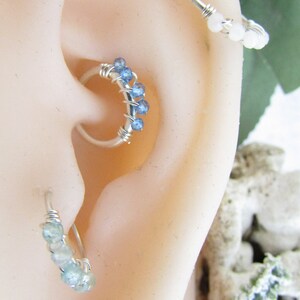 Anel de pedra de prata sem costura - 14g 16g 18g 20g Piercing de nariz - 925/935 Septo Barriga Tragus Hélice Rook Conch Lip Brinco Barriga - Argola sem fim